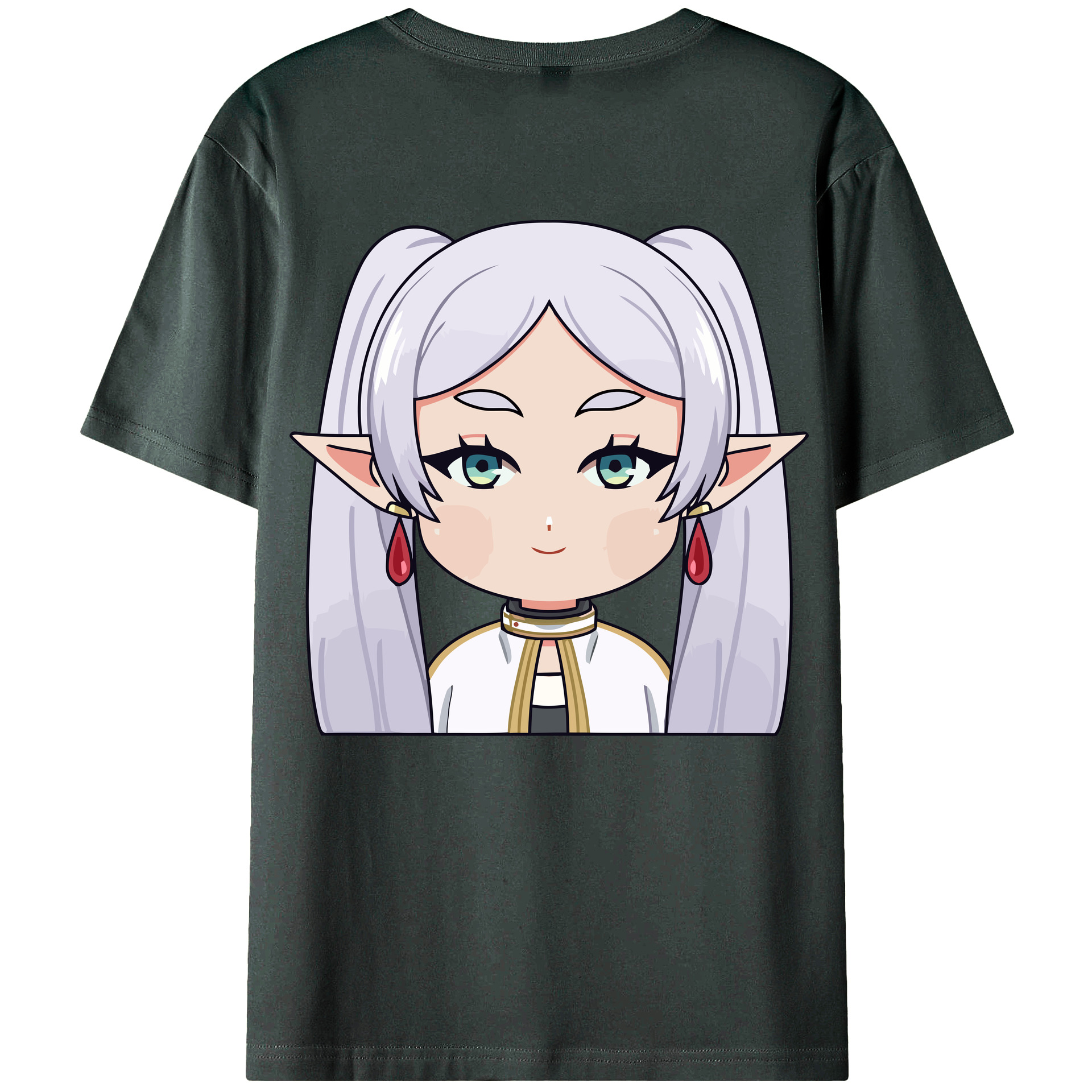 （画像用） 葬送のフリーレン Frieren 綿100％ メンズ半袖Tシャツ（バックプリント） 通気性